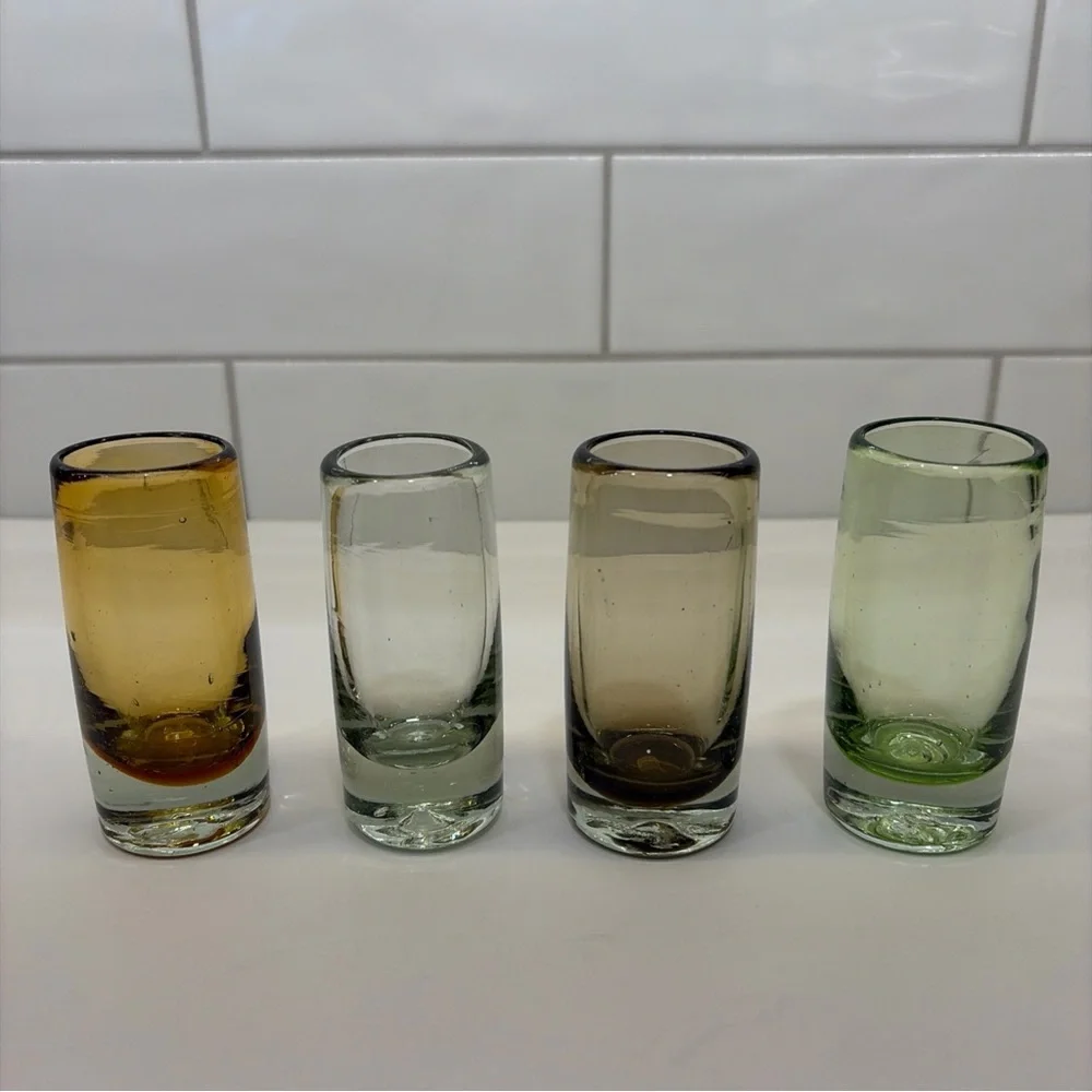Crate&Barrel brown and Green Shot Glass Set
